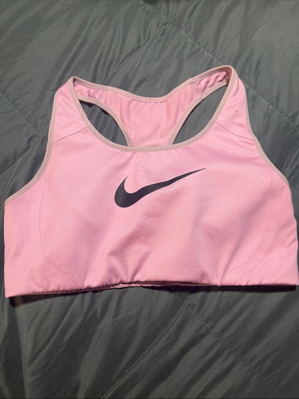 Nike Pink Racerback Sports Bra with Black Swoosh